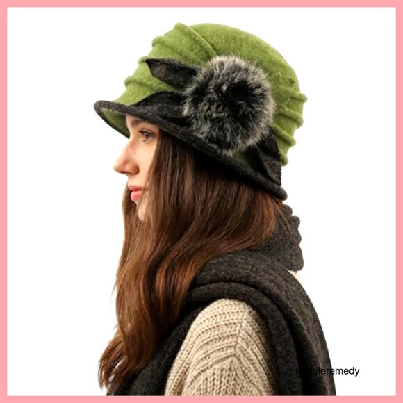 100% Wool Vintage Winter Beret Bucket Hat main image 7